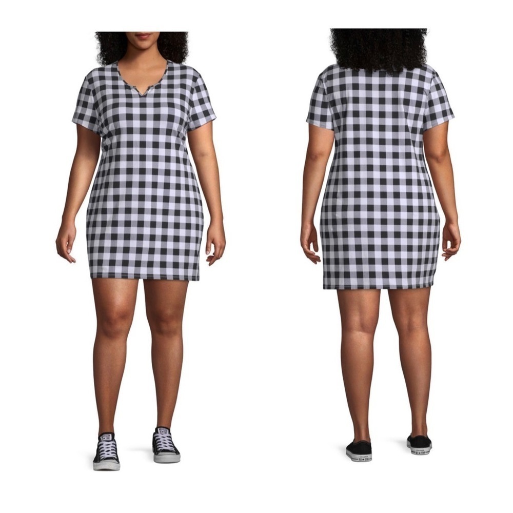 LAST ONE AVAILABLE!! New Womens Plus Short Sleeve Checked Bodycon Dress Size 1X